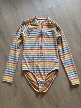 Crewcuts Multicolor Striped Long-Sleeve One-Piece Swimsuit